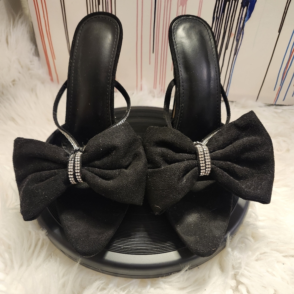 Elegant Black Bow Women's Heels